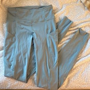 Chambray running legging with double pocket 28’ length